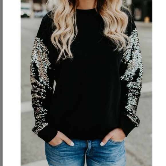 Sweaters - Sequin Long Sleeve Top